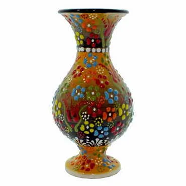 Turkish Ceramic Relief Vase 15 Cm - 11