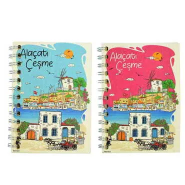Toptan Alaçatı Bölgesi Temalı Ahşap Kapaklı Defter 90x140 mm - 5
