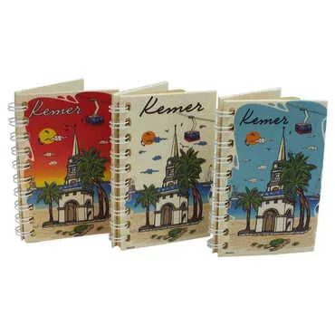 Kemer Themed Custom Printed Wood Cover Notebook 90X140 Mm - 3