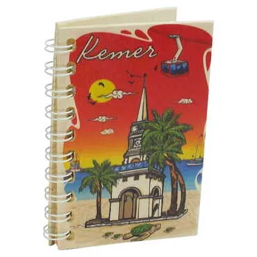 Kemer Themed Custom Printed Wood Cover Notebook 90X140 Mm - 5