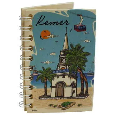 Kemer Themed Custom Printed Wood Cover Notebook 90X140 Mm - 6