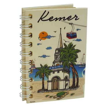 Kemer Themed Custom Printed Wood Cover Notebook 90X140 Mm - 7