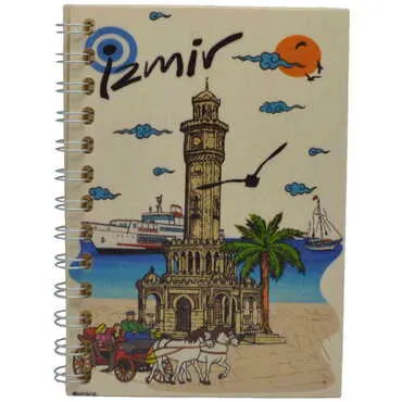 Toptan İzmir Temalı Ahşap Kapaklı Defter 120x170 mm - 5