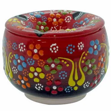 Turkish Ceramic Relief Ashtray With Lid Large Size - 4