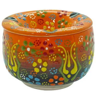 Turkish Ceramic Relief Ashtray With Lid Large Size - 5