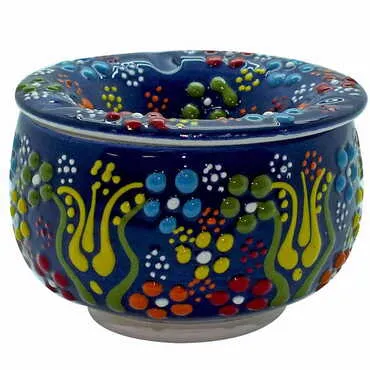 Turkish Ceramic Relief Ashtray With Lid Large Size - 8