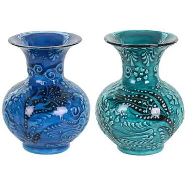Turkish Ceramic Turquoise Vase 10 Cm - 2
