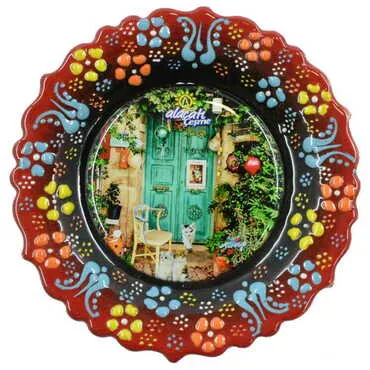 Toptan Alaçatı Bölgesi Temalı Çini Myros Resim Tabak 12 cm - 6