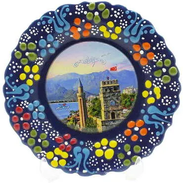Toptan Antalya Temalı Çini Myros Resim Tabak 12 cm - 10