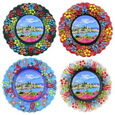 Toptan Bodrum Temalı Çini Myros Resim Tabak 12 cm - 4