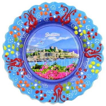 Toptan Bodrum Temalı Çini Myros Resim Tabak 12 cm - 8