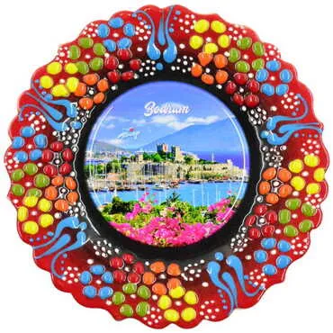 Toptan Bodrum Temalı Çini Myros Resim Tabak 12 cm - 9