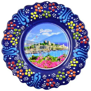 Toptan Bodrum Temalı Çini Myros Resim Tabak 12 cm - 11