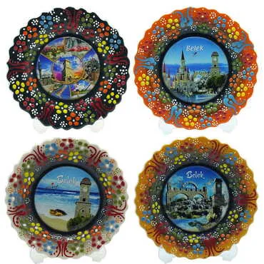 Toptan Belek Temalı Çini Myros Resim Tabak 12 cm - 4