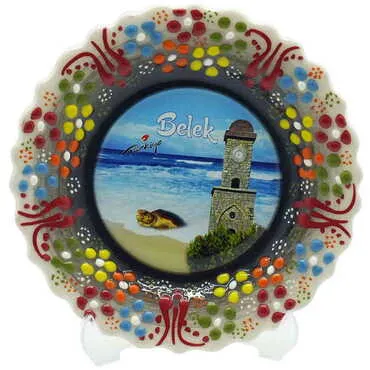 Toptan Belek Temalı Çini Myros Resim Tabak 12 cm - 7