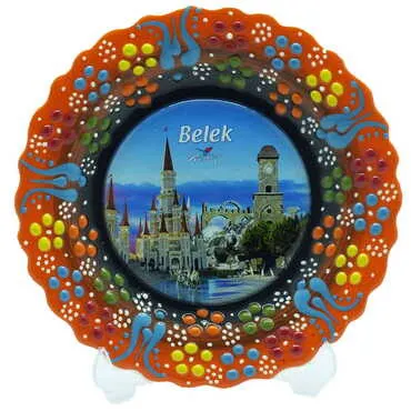 Toptan Belek Temalı Çini Myros Resim Tabak 12 cm - 8
