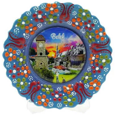Toptan Belek Temalı Çini Myros Resim Tabak 12 cm - 9