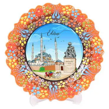 Toptan Şehre Özel Çini Myros Resim Tabak 12 cm - 7