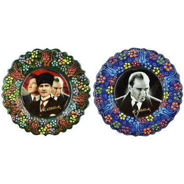 Toptan Atatürk Temalı Çini Myros Resim Tabak 18 cm - 4