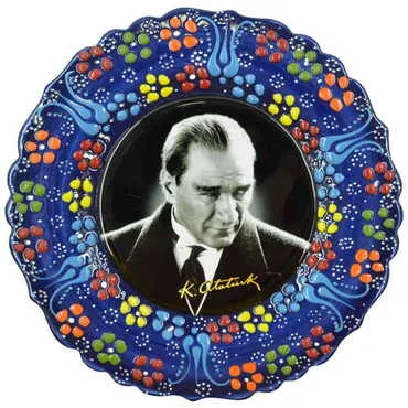 Toptan Atatürk Temalı Çini Myros Resim Tabak 18 cm - 6