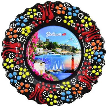 Toptan Bodrum Temalı Çini Myros Resim Tabak 18 cm - 7