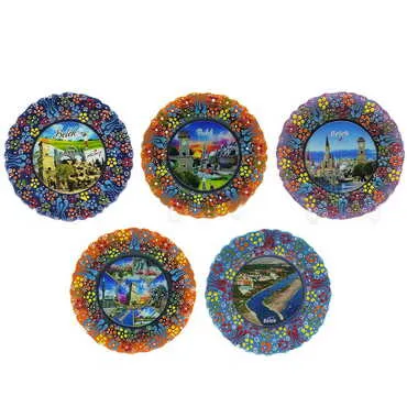 Belek Themed Turkish Ceramic Plate With Epoxy 18 Cm - 4
