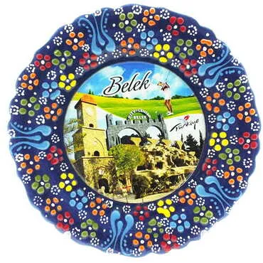 Belek Themed Turkish Ceramic Plate With Epoxy 18 Cm - 5