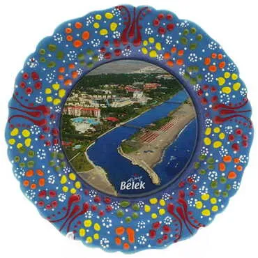 Belek Themed Turkish Ceramic Plate With Epoxy 18 Cm - 6