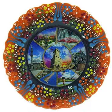 Belek Themed Turkish Ceramic Plate With Epoxy 18 Cm - 7