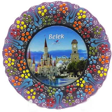 Belek Themed Turkish Ceramic Plate With Epoxy 18 Cm - 8