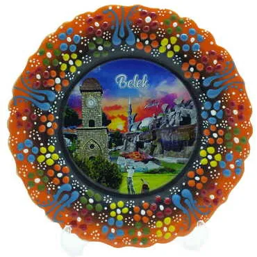 Belek Themed Turkish Ceramic Plate With Epoxy 18 Cm - 9