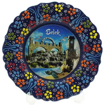 Belek Themed Turkish Ceramic Plate With Epoxy 18 Cm - 10