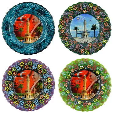Izmir Themed Turkish Ceramic Plate With Epoxy 18 Cm - 4