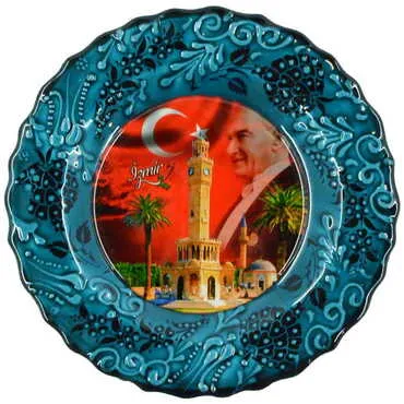 Izmir Themed Turkish Ceramic Plate With Epoxy 18 Cm - 5