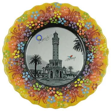Izmir Themed Turkish Ceramic Plate With Epoxy 18 Cm - 10
