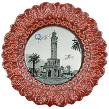 Izmir Themed Turkish Ceramic Plate With Epoxy 18 Cm - 11