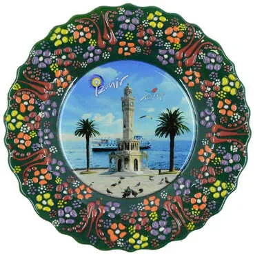 Izmir Themed Turkish Ceramic Plate With Epoxy 18 Cm - 13