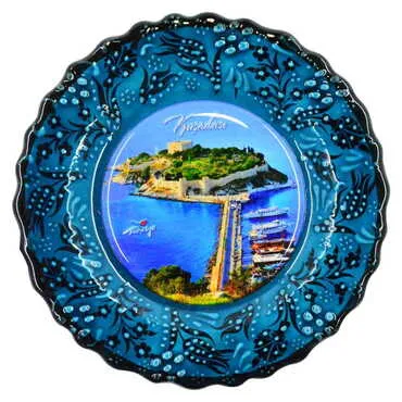 Toptan Kuşadası Temalı Çini Myros Resim Tabak 18 cm - 6