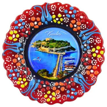 Toptan Kuşadası Temalı Çini Myros Resim Tabak 18 cm - 8