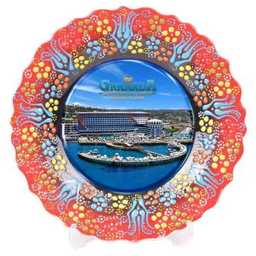 Hotel Themed Turkish Ceramic Plate With Epoxy 18 Cm - 3