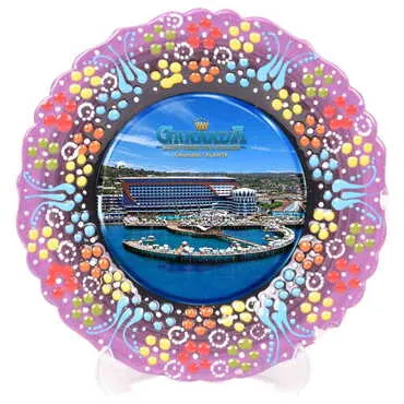 Hotel Themed Turkish Ceramic Plate With Epoxy 18 Cm - 5